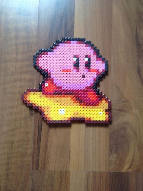 Perler Bead Shelf Pattern, Kirby Perler Beads Pattern, Kirby Pearl Beads, Perler Beads Ideas Pokemon, Perler Kirby, Perler Beads Unicorn, Kirby Perler Bead Patterns, Pixel Kirby, Pixel Art Kirby