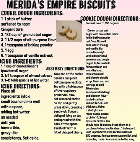 Merida’s Empire Biscuits Recipe Brave Food Recipe, Empire Biscuit Recipe, Empire Biscuits, Disney Themed Food, Cookie Dough Ingredients, Movie Night Theme, Party Things, Themed Food, Biscuits Recipe