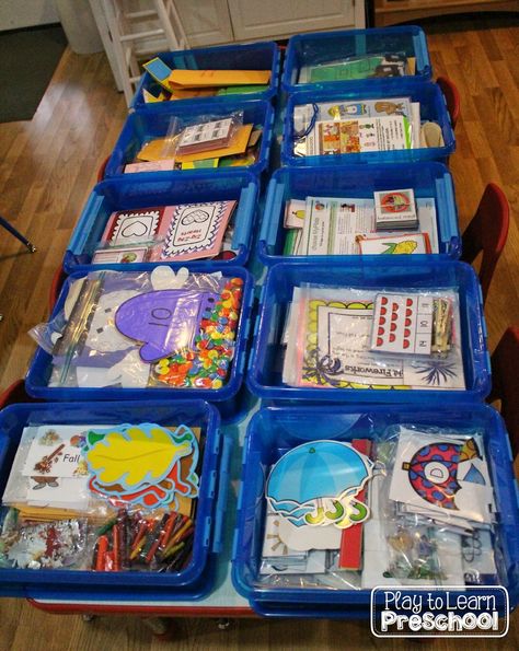 Operation: Organization by Play to Learn Preschool Preschool Unit Organization, Organizing Preschool Supplies, Preschool Teacher Organization Ideas, Preschool Curriculum Organization, Teacher Organization Ideas Preschool, Classroom Center Organization, Preschool Classroom Organization, Teacher Storage, Organize School