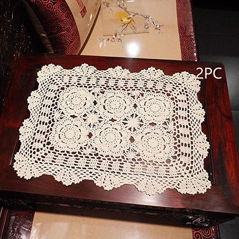 Amazon.com : doilies for end tables Crochet Lace Table Runner, Lace Table Runner, Dresser Scarf, Europe Style, Lace Table Runners, Crochet Table Runner, Lace Table, Blanket Designs, Diy Accessories