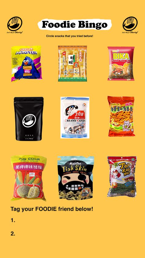 Get your Malaysia snacks bingo now! download and reposting on your instagram stories now! Salted Egg Yolk, Candy Pop, Salted Egg, Foodie Friends, Real Ingredients, Curry Leaves, Fun Snacks, Pops Cereal Box, Pop Tarts