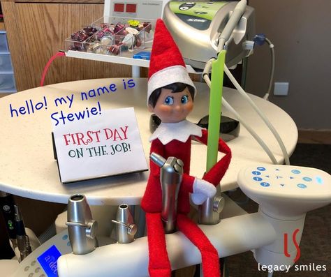 Dentist Elf On The Shelf, Dental Elf On The Shelf, Dental Office Elf On The Shelf, Elf On The Shelf Medical Ideas, Dental Elf On The Shelf Ideas, Elf On The Shelf Dental Office, Office Elf On The Shelf, Orthodontics Marketing, Dental Christmas