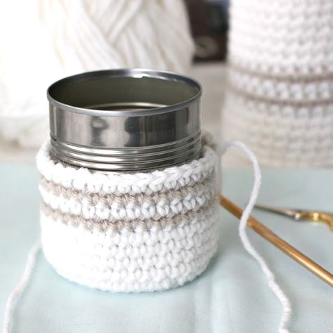 Crochet Cozy for Jars or Cans - Grateful Prayer | Thankful Heart Crochet Oui Jar Covers, Crochet Jar Cozy, Crochet Container, Crochet Candle Cozy, Crochet Jar Covers, Crochet Candle, Mug Cover, Grateful Prayer, Jar Covers