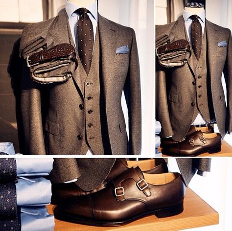 #HighFashionMen Mens Power Suit, Classic Suits, Terno Slim, Style Gentleman, Brown Suit, Herren Style, Mens Attire, Brown Suits, Sharp Dressed Man