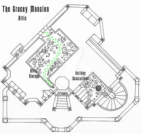 Haunted Mansion Attic Floor Plan WIP by shadowdion Phantom Manor, Attic Staircase, Attic Office, Attic Renovation Ideas, Attic Ladder, Attic Closet, Attic Window, Attic Playroom, Attic House