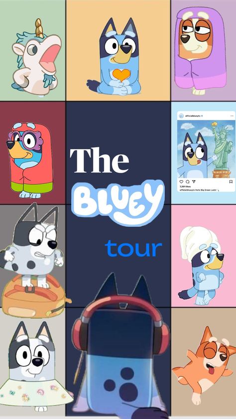 The bluey tour! #bluey #blueyisthebestshow #favshow #fyp #cute #obssesed #blueyandbingo #erastour #taylorswift #vibes Bluey Taylor Swift, Bluey Wallpaper Aesthetic Cute, Bluey Nails Cartoon, Bluey Pics, Bluey Wallpapers, Bluey Show, Bluey Wallpaper, Bluey Stuff, Funny Lock Screen Wallpaper