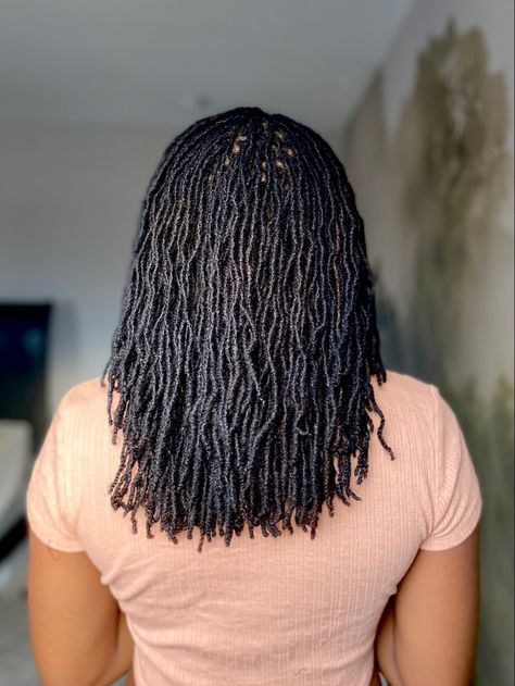 Black woman, microlocs, locs, long microlocs Black Microlocs, Microlocs Long, Microloc Inspiration, Long Micro Locs, Colored Microlocs, Long Microlocs, Small Locs Black Women, Microlocs Journey, Locs Long