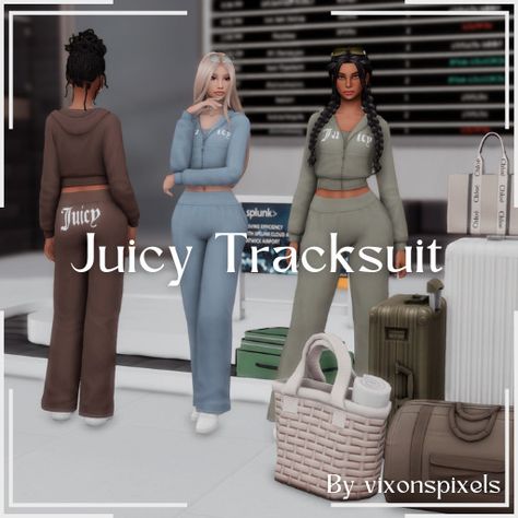 (77) Juicy Tracksuit With spring now in full bloom and summer approaching I really wanted to try and recreate my favourite outfit to... – @vixonspixels on Tumblr Juicy Tracksuit Sims 4 Cc, Sims 4 Cc Juicy Couture Tracksuit, Full Body Sims 4 Cc, Sims 4 Cc Clothes Juicy Couture, Juicy Couture Sims 4 Cc, Sims 4 Tracksuit Cc, Sims 4 Tracksuit, Sims 4 Cute Outfits, Sims 4 Cc Juicy Couture