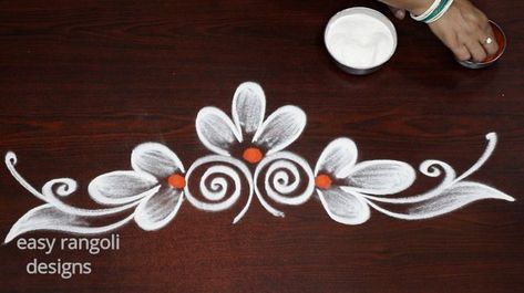 Doorstep Rangoli, Jewel Drawing, Hand Art Kids, Easy Rangoli Designs Videos, Very Easy Rangoli Designs, Rangoli Designs Photos, Rangoli Designs Simple Diwali, Rangoli Side Designs, Simple Flower Design