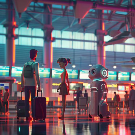 By leveraging #AI, airports can not only handle the growing number of travelers more efficiently but also offer a safer, smoother, and more personalized journey. AI is not just improving airport operations; it’s redefining the future of air travel. Futuristic Airport, Airport Operations, Information Kiosk, Futuristic Concept, Aviation Industry, Surveillance System, Face Recognition, Air Travel, Present Day