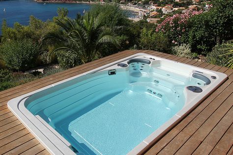 Best Swim Spas 2019 | Top Ten Reviews Indoor Swim Spa, Swim Spa Deck, Swim Spa Landscaping, Outdoor Swim Spa, Spa Landscaping, Backyard Spa, Hot Tub Swim Spa, Swim Spas, Endless Pool