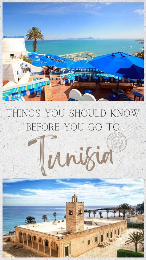 You have decided and your next travel destination is Tunisia? Then there are some important things you should know before you go. Advice, explanations, and tips for the most common questions, concerns, and misconceptions. | Tunisia safety | budget & money for Tunisia trip | know before you go to Tunisia | best time to visit Tunisia | getting around Tunisia | what to wear in Tunisia | best tips for your trip to Tunisia | Tunisia travel tips | Tunisia Africa, Tunisia Travel, Africa Bucket List, Budget Money, Africa Travel Guide, Dream Vacations Destinations, Overseas Travel, Travel Recommendations, Mediterranean Cruise