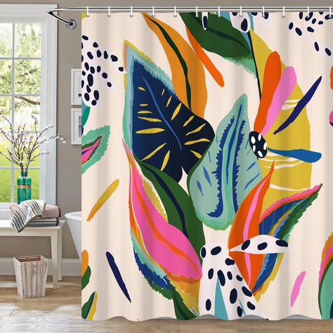 PRICES MAY VARY. ❤️ FABRIC SHOWER CURTAIN: The tight weave of the fabric and high quality 100% polyester fabric provide a smooth and strong texture for the shower curtain look which is waterproof, quick-drying, durable and lightweight, he fashionable shower curtain keeps your bathroom clean and fresh. ❤️Modern Design:Modern Shower Curtains for Bathroom.Pretty design is easy to fit into most of home style. This shower curtain is perfect for decoration.Adopt advanced high-definition pattern printi Plant Jungle, Shower Stalls, Kids Shower Curtain, Colorful Shower Curtain, Bathroom Shower Curtain Sets, Abstract Shower Curtain, Tropical Leaves Pattern, Modern Shower Curtains, Boho Shower Curtain