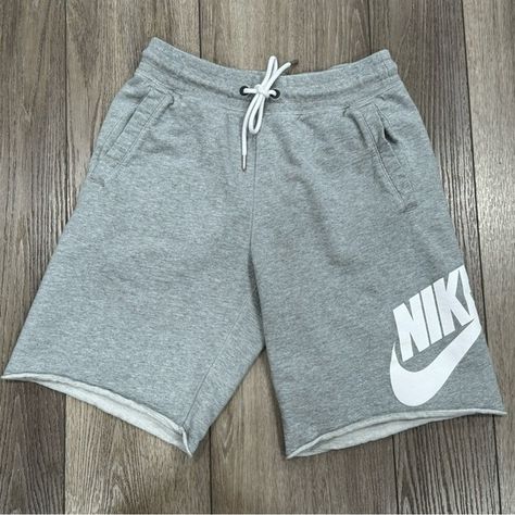 Mens gray Nike drawstring sweat shorts . Size small Nike Sweat Shorts, Gray Nike, Grey Nikes, Sweat Shorts, Men's Wardrobe, Really Cute Outfits, Grey Color, Front Design, Nike Logo