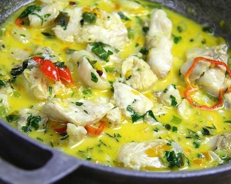 Coconut Stewed Haddock Haddock Stew, Stewed Fish, Guyana Food, West Indian Recipes, Trinidadian Recipes, Haddock Recipes, Keto Fish, Coconut Fish, Cooking App