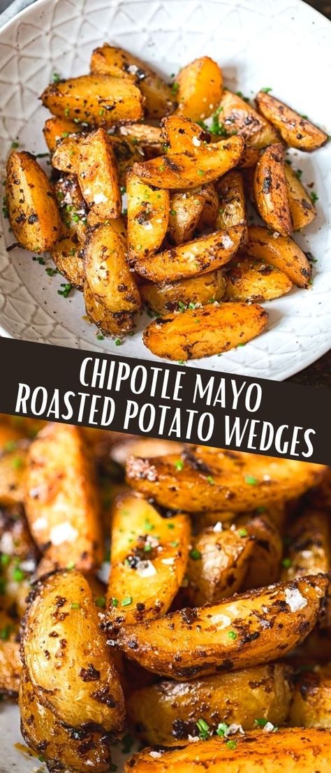 Spicy Potato Wedges, Burger Sides, Roasted Potato Wedges, Herb Roasted Potatoes, Roasted Potato, Chipotle Mayo, Potato Recipes Side Dishes, Summer Meals, Paleo Recipes Easy