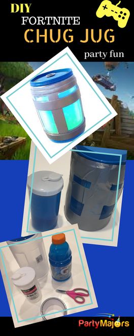 Fortnite party favor - Fortnite party activity. Make a cool Fortnite Chug Jug from Dollar Tree Supplies. Fortnite Theme Party Games, Fortnite Crafts For Kids, Fortnite Supply Drop Box Diy, Diy Fortnite Decorations, Fortnite Valentines Boxes For Boys, Fortnite Chug Jug, Pokemon Camp, Fortnite Party Favors, Fortnite Bedroom