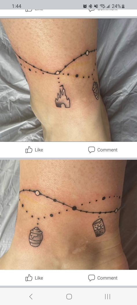 Tattoo Charm Bracelet, Rollercoaster Tattoo, Charm Anklet Tattoo, Anklet Tattoos For Women, Charm Bracelet Tattoo, Anklet Tattoo, Charm Tattoo, Tiny Wrist Tattoos, Ankle Tattoos For Women