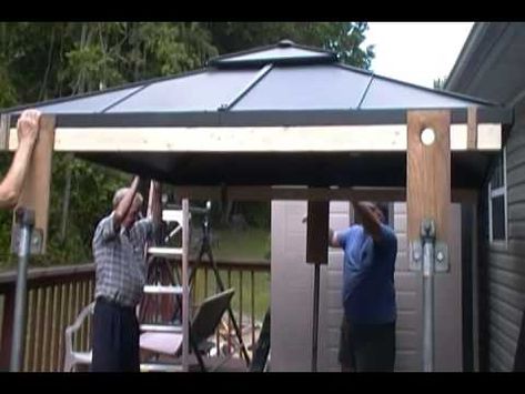 Gazebo Cover Replacement Diy, Diy Hardtop Gazebo, Gazebo Walls Diy, Gazebo Roof Replacement Diy, Hardtop Gazebo Ideas, Diy Gazebo Roof, Diy Gazebo Top, Gazebo Roof Ideas, Gazebo Makeover