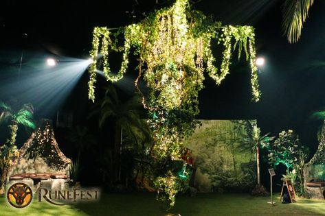 Foliage Chandelier, Backdrop Jungle Theme, Jungle Backdrop, Gallery Event, Chandelier Decorations, Event Props, Harry Potter Wedding, Prop Hire, Jungle Party