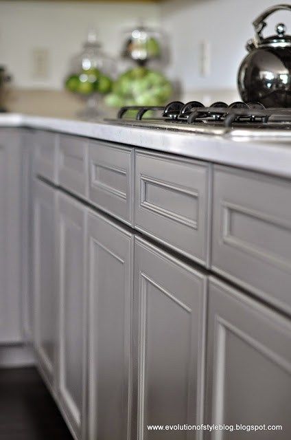 My Favorite Sherwin Williams Paint Colors - Evolution of Style Kitchen Cabinets Painted Two Colors, Granny Unit, Kitchen Cabinets Painted Grey, Kitchen Cabinets Painted, Gauntlet Gray, Kitchens Cabinets, Cabinets Painted, House Colours, Painted Kitchen Cabinets Colors