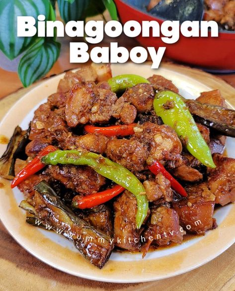 Pork Binagoongan Recipe, Pork Binagoongan, Bagoong Alamang, Sinigang Recipe, Pork Belly Recipes Crispy, Philippine Food, Yummy Kitchen, Cooking Pork, Philippines Recipes