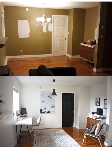 Home Office Before And After | HerPaperRoute.com Creative Office Design, Business Office Design, Commercial Office Design, Mini Office, Corporate Office Design, Online Business Ideas, Business From Home, Modern Office Design, Room Redesign