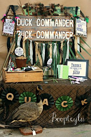 Duck Dynasty inspired birthday party . Beards for the kids  ould be awesome Duck Hunting Decorations, Duck Dynasty Party, Hunting Birthday Party, Army Birthday, Camo Party, Camo Birthday, Hunting Birthday, Duck Birthday, Hunting Party