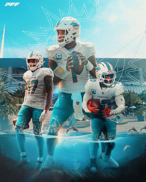 Dolphins Wallpaper, Miami Dolphins Wallpaper, Miami Dolphins Players, Cool Football Pictures, Jaylen Waddle, Tua Tagovailoa, Atlanta Falcons Football, Tyreek Hill, Miami Dolphins Logo