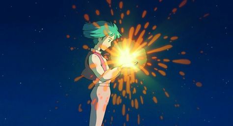 Hayao Miyazaki Stusio Ghibli Howl's Moving Castle Howl Catching Star Howl's Moving Castle, Howls Moving Castle, An Anime, Anime Character, Fireworks, The Sky, Castle, Anime