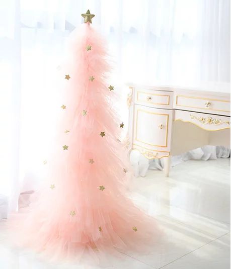 Where to Buy Pink Tulle Christmas Trees | POPSUGAR Home Tulle Christmas Tree, Tulle Christmas Trees, A Pink Christmas, Faux Christmas Trees, Tout Rose, Pink Xmas, Pink Christmas Decorations, Pink Holiday, Christmas Bedroom