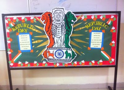 Art ,Craft ideas and bulletin boards for elementary schools: Republic Day bulletin board for school Republic Day Bulletin Board Ideas, Bulletin Board For School, Bulletin Boards For Elementary, Notice Board Decoration, Board Decoration Ideas, Independence Day Activities, Art Craft Ideas, Diy Crafts For School, Independence Day Drawing