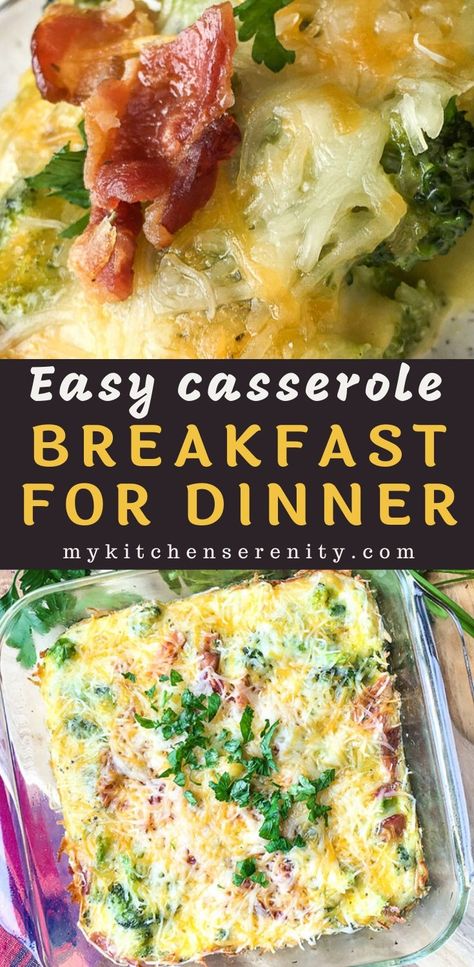 An easy breakfast egg casserole with broccoli, bacon, and cheddar cheese. Great breakfast or dinner for a family or convenient meal prep! #breakfast for dinner #healthybreakfastcasserole #ketobreakfast #lowcarbbreakfast #brunchrecipeideas Broccoli Egg Casserole, Cooking Fresh Broccoli, Egg Bake Casserole, Low Carb Breakfast Casserole, Easy Breakfast Casserole Recipes, Cheddar Cheese Recipes, Healthy Breakfast Casserole, Bacon And Egg Casserole, Breakfast Casserole Bacon