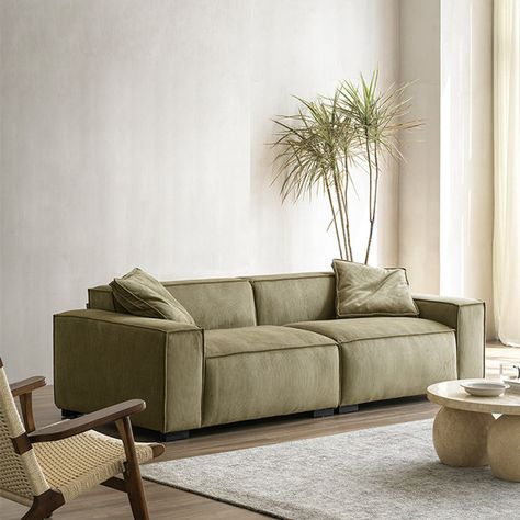 Momenty Zin 96.46'' Upholstered | Wayfair Light Green Couch, Olive Green Sofa, Latest Sofa Set Designs, Green Couch Living Room, Green Sofa Living Room, L Shape Sofa Set, Natural Sofas, Industrial Sofa, Latest Sofa Designs