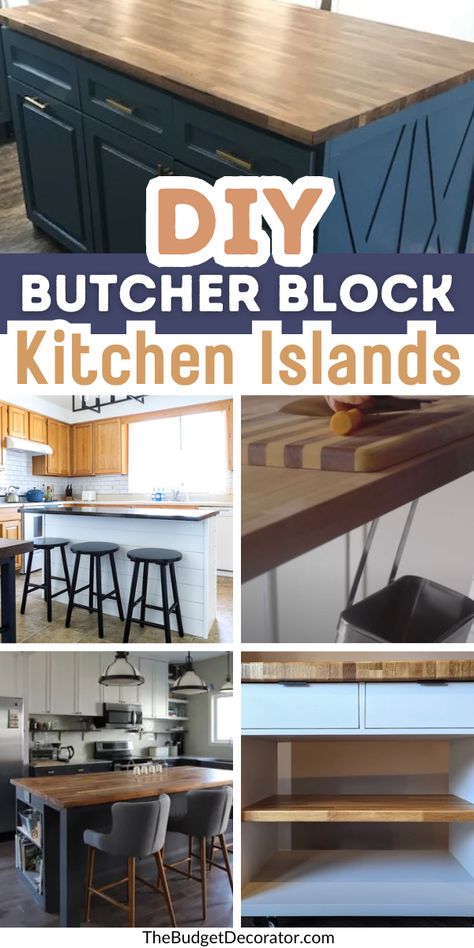 Discover the charm and functionality of DIY butcher block kitchen islands with our easy-to-follow ideas! Perfect for any home, these stylish and practical designs enhance your kitchen’s workspace. Ideal for cooks and entertainers alike. #DIYKitchenIdeas #ButcherBlockIsland #HomeDesign #KitchenUpgrade #CraftyHome Butcher Block Added To Island, Kitchen Remodel Butcher Block Island, Kitchen Island Quartz And Butcher Block, Kitchen Island Butcher Block Extension, Diy Butcher Block Island, Butcher Block Countertop Care, Stained Butcher Block, Kitchen Island With Butcher Block Top, Butcher Block Kitchen Island