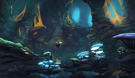 Underworld sidescroller concept art by Domen-Art on deviantART 2d Game Background, Concept Art Landscape, Game Level Design, 2d Game Art, Game Background, Platform Game, Game Inspiration, Environment Design, 2d Art