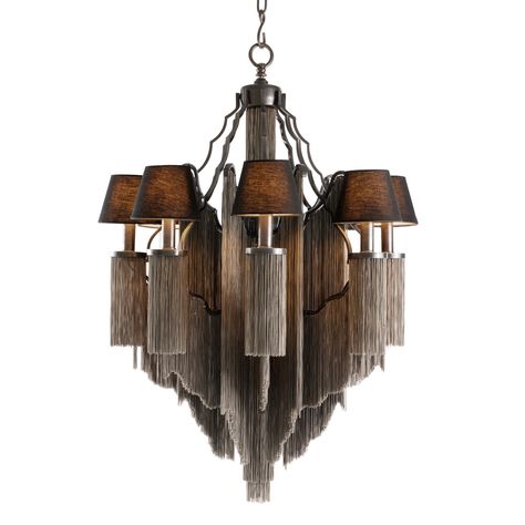 Eichholtz Fringe Chandelier - L Bronze Highlights, Lantern Chandelier, 3 Light Chandelier, Candle Style Chandelier, Ceiling Fan Chandelier, Chandelier Shades, Vintage Chandelier, Garden Lamps, Ceiling Pendant