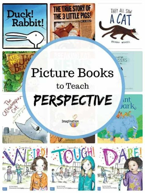 Picture Books to Teach Perspective | Imagination Soup Authors Perspective, Perspective Pictures, Perspective Lessons, Teaching Character, Perspective Taking, Elementary Learning, Social Thinking, Library Lessons, Classical Conversations