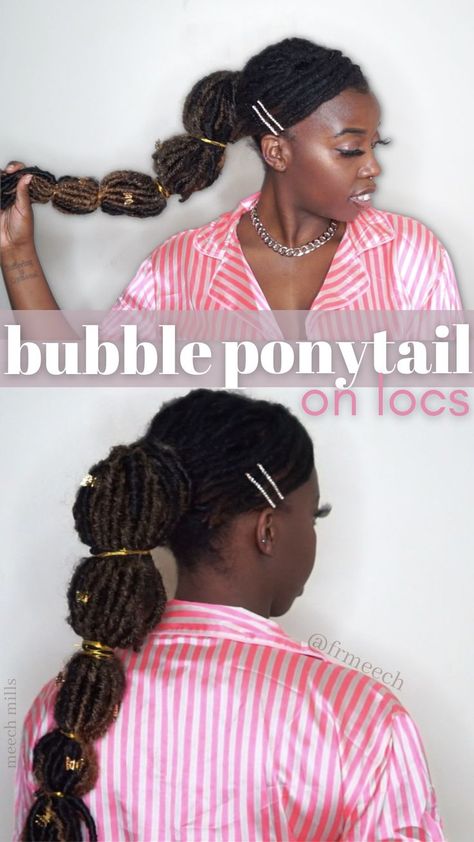 Ponytail With Extensions, Easy Loc Styles, Medium Length Locs, Loc Ponytail, Dreads Girl, Bubble Ponytail, Loc Extensions, Protective Hairstyles For Natural Hair, Cheer Hair