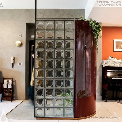 To learn more about A' Design Award & Competition and to take part in the competition, make sure you check https://competition.adesignaward.com/. Room Divider Wall, Glass Blocks Wall, Residential Windows, 80s Decor, Brick Interior, Room Divider Walls, Glass Brick, Interior Design Awards, Iconic Furniture