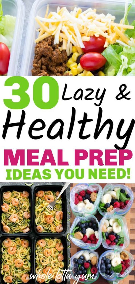 30 easy meal prep recipes that are healthy and make weight loss easier. Healthy meal prep for the week for beginners for breakfast, lunch and dinner. Lazy Healthy Meals, Lazy Meal Prep, Healthy Meal Prep Ideas, 1000 Calorie, Healthy Lunch Meal Prep, Pasti Sani, Chicken Healthy, Meal Prep Recipes, Easy Healthy Meal Prep