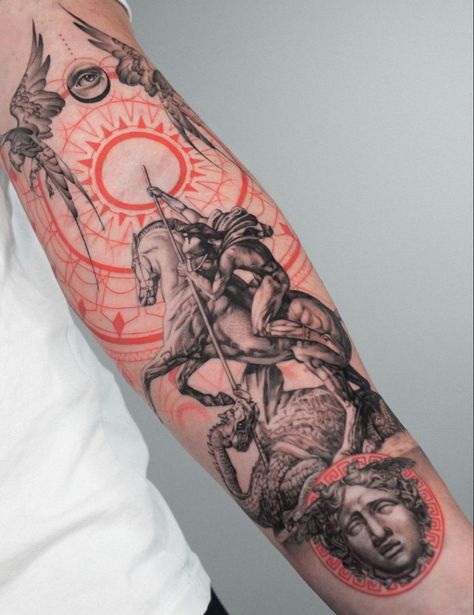 Tato Irezumi, Cool Arm Tattoos, Tattoo Inspiration Men, Mythology Tattoos, Greek Tattoos, Tatuaje A Color, Tattoo Style Drawings, Hand Tattoos For Guys, Best Sleeve Tattoos