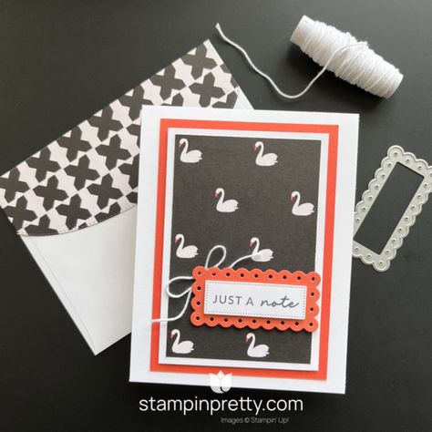 Simple Swan Card & the Delightfully Eclectic DSP Is FREE (a $30 Delightfully Eclectic Dsp, Mary Fish, Stampin Pretty, Spring Cards, Card And Envelope, Designer Series Paper, Fun Fold Cards, Card Making Inspiration, Lists To Make