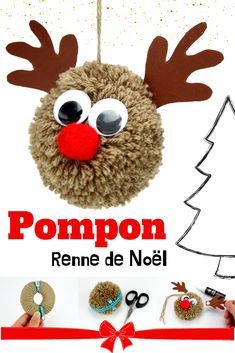 Découvrez une activité créative facile qui permettra aux enfants de fabriquer des rennes en laine tout doux à accrocher dans le sapin de Noël ! Ce bricolage de Noël sera l'occasion idéale pour apprendre aux enfants la technique pour fabriquer des pompons en laine. Christmas Crafts With Pom Poms, Christmas Craft Picture, Suspension Noel Diy, Christmas Diy Kids Crafts, Yarn Reindeer, Ideas Para Navidad Manualidades Faciles, Deco Noel Diy, Diy Noel Decoration, Christmas Diy For Kids