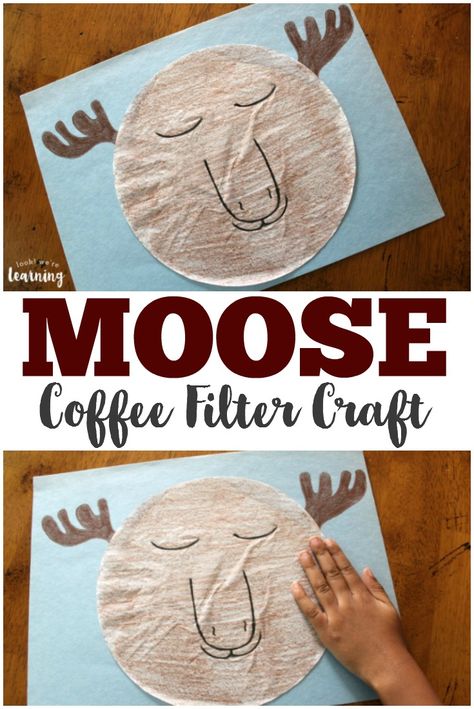 Coffee Filter Crafts For Kids, Recycled Crafts Kids Preschool, Recycled Crafts Kids Projects, Forest Animals Preschool, Winter Animal Crafts, Moose Crafts, Forest Animals Theme, Recycled Crafts Kids, Coffee Filter Crafts