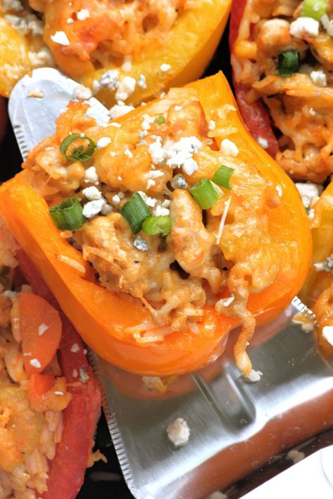 Ground Chicken Stuffed Peppers, Buffalo Chicken Breast, Classic Stuffed Peppers, Buffalo Chicken Stuffed Peppers, Buffalo Chicken Burgers, Ground Turkey Stuffed Peppers, Buffalo Chicken Nachos, Chicken Buffalo, Chicken Sausage Recipes