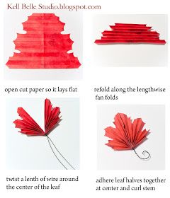 Kell Belle Studio: Fan Folded Leaf Tutorial Thanksgiving Decor Diy, Paper Flower Printable Templates, Fall Paper Crafts, Origami 3d, Paper Leaves, Leaf Template, Paper Flower Template, Paper Quilling Designs, Paper Flowers Craft