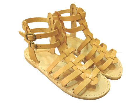 Ancient Greek Style Leather Sandals Roman Handmade Womens Shoes Gladiator Spartan Medusa Flat Flip Flops Lace-up Strappy Tan Natural Colour Fashion Greece Colour Fashion, Handmade Sandals, Greek Style, Ancient Greek, Gladiator Sandals, Leather Sandals, High Tops, Flip Flops, Greece