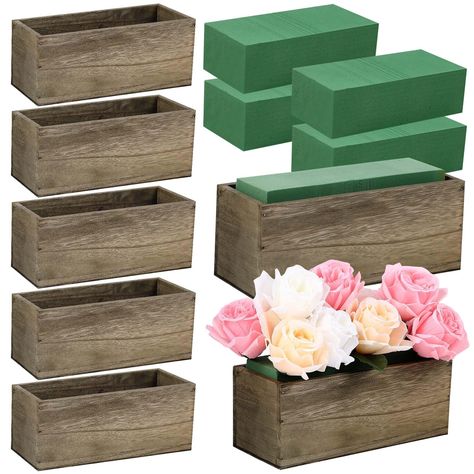 PRICES MAY VARY. Create Natural Artistry: adorn many rooms or wedding venues with our conveniently packaged set of 10 pieces of wooden planter boxes and 10 pieces of dry floral foam blocks; The ample quantity in this package allows for delightful decoration in wider spaces Boost Your Floral Crafts: wooden planters are about 10 x 4 x 4 inches / 25.5 x 10 x 10 cm, feature a charmingly mottled distressed brown and white surface, florist foam blocks are about 8.9 x 4 x 2.8 inches / 22.5 x 10 x 7 cm, Wooden Box With Flowers Centerpieces, Wooden Block Centerpieces, Flower Box Centerpiece, Wood Flower Box, Rectangular Planter Box, Flower Pot Indoor, Dry Floral Foam, Planter Centerpiece, Box Centerpiece