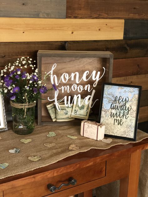 Honeymoon Fund Shower Honeymoon Fund Party Ideas, Wedding Shower Honeymoon Fund, Honeymoon Jar At Wedding, Honeymoon Fund Bridal Shower Ideas, Honey Moon Fund Bridal Shower Ideas, Honey Moon Fund Sign, Honeymoon Fund Shower Ideas, Honeymoon Fund Box Ideas, Honeymoon Fund Ideas